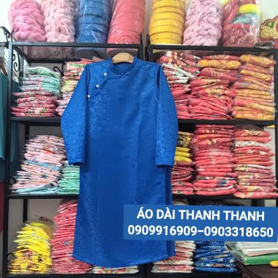ÁO DÀI BÉ TRAI GẤM XANH